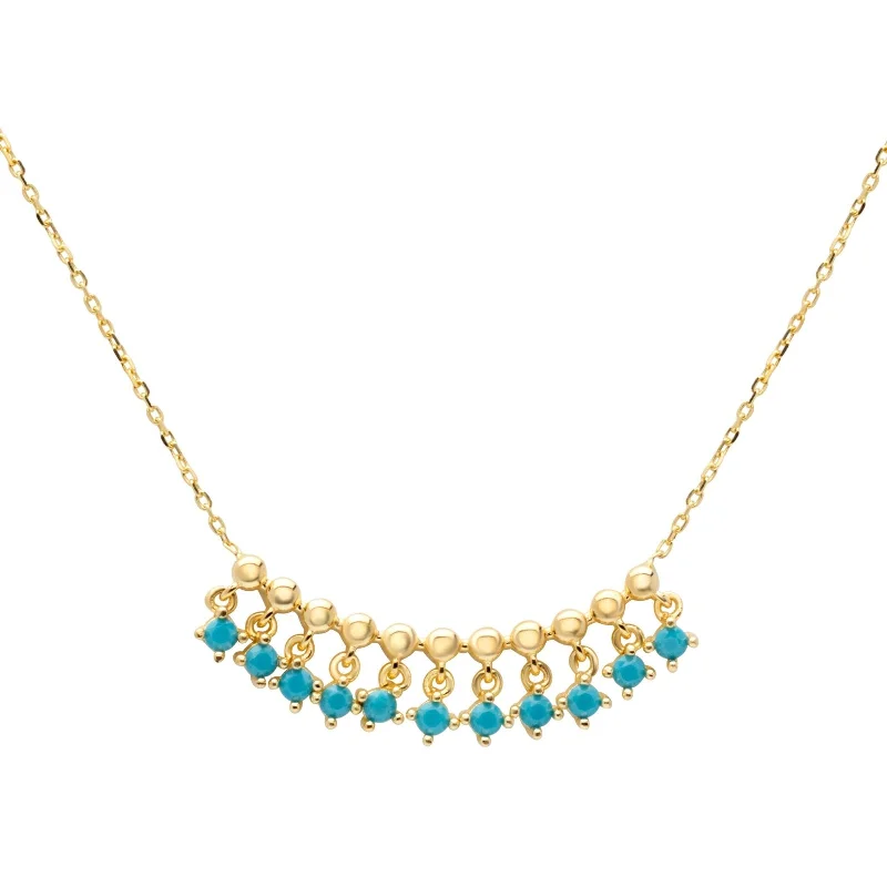 geometric necklaces for women -Turquoise Fringe Necklace