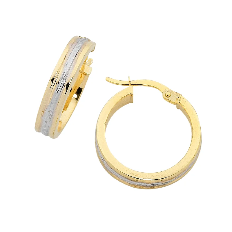 gemstone stud earrings for women -9ct Yellow Gold Silver Infused Two Tone Hoop Earrings