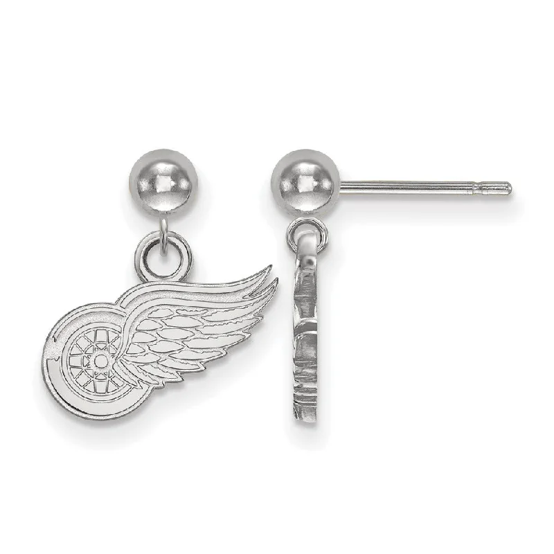 vintage drop earrings for women -14k White Gold NHL Detroit Red Wings XS Ball Dangle Post Earrings