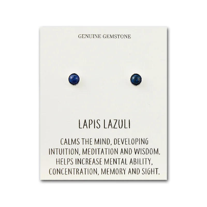 minimal earrings for women -Lapis Stud Earrings with Quote Card