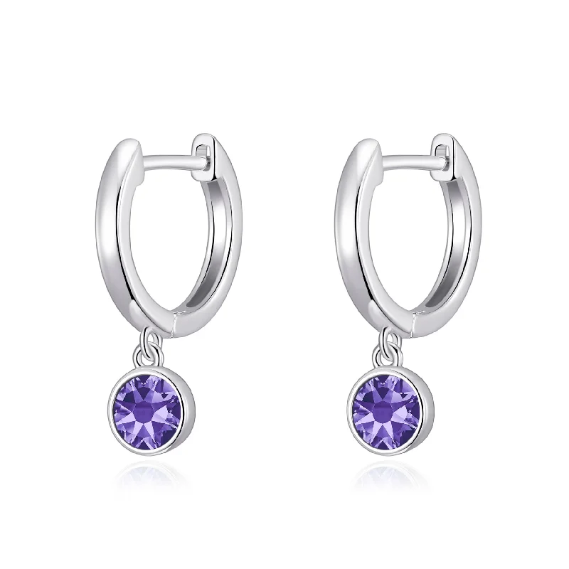 gold stud earrings for women -Light Purple Crystal Hoop Earrings Created with Zircondia® Crystals