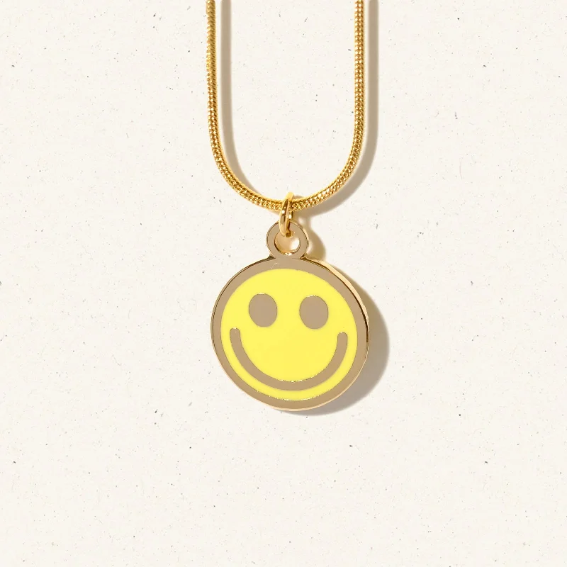 silver chain necklaces for women -Smiley face necklace