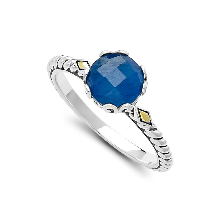 luxury promise rings -Sterling Silver And 18K Yellow Gold Two-Tone Sapphire Ring