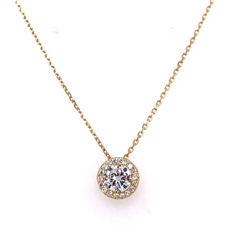 birthstone necklaces for women -Cz Floating 9ct Gold Halo Necklace