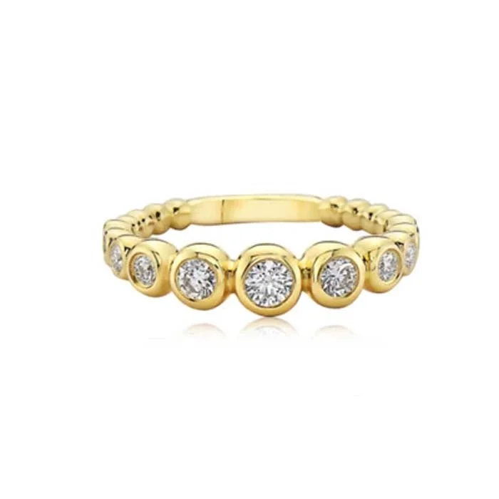 eternity rings for women -Charles Krypell Diamond Bubble Tapered Stacking Ring in 18K Yellow Gold