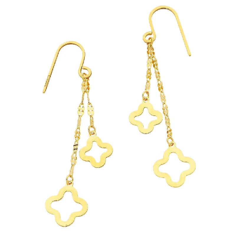 stylish pearl earrings for women -9ct Yellow Gold Silver Infused 4 Leaf Clover Earrings