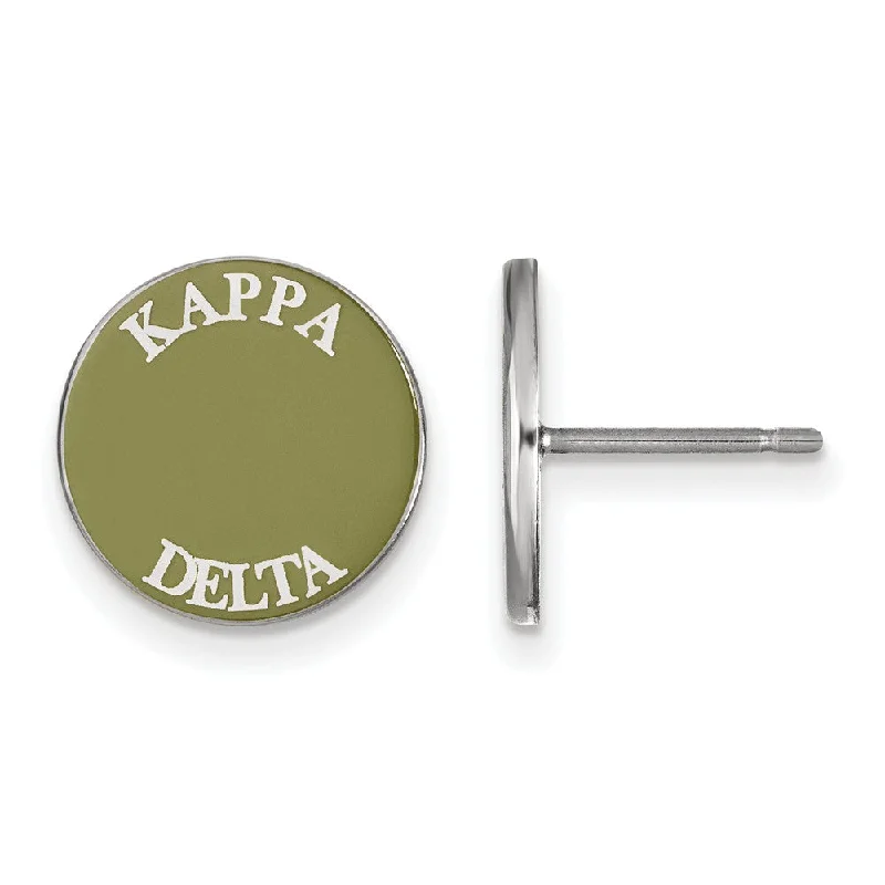 custom hoop earrings for women -Sterling Silver Kappa Delta Enamel Disc Post Earrings