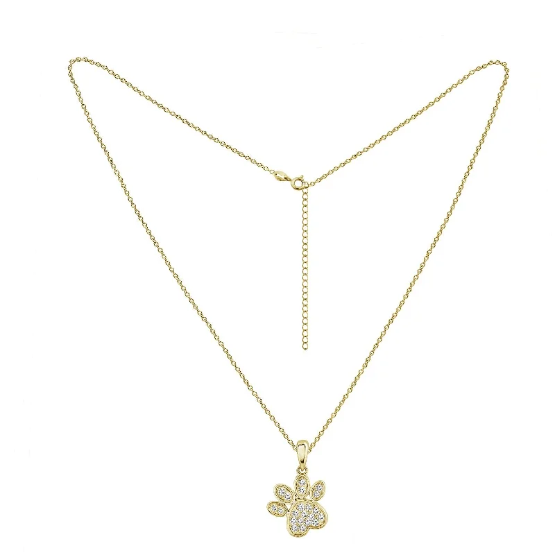 dainty gold necklaces for women -Pave Pawprint Pendant Necklace