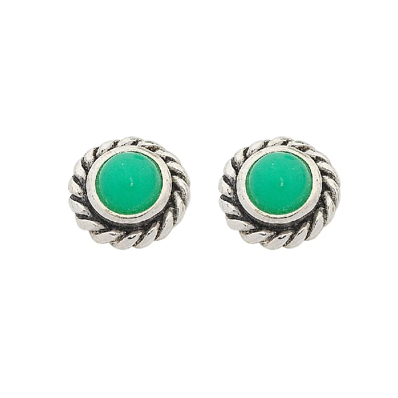 big hoop earrings for women -Sterling Silver Chrysoprase May Birthstone Stud Earrings