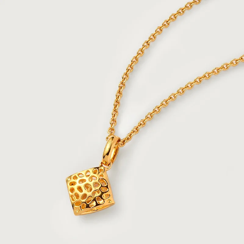 rose gold necklaces for women -Lattice Pebble Pendant with FREE Chain