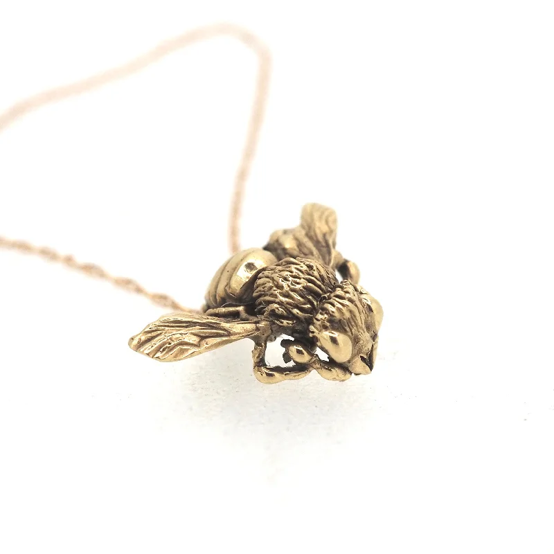 minimalistic silver necklaces for women -Honey Bee gold charm