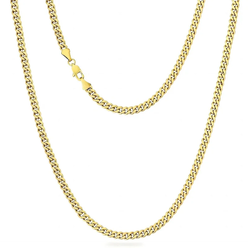 minimalistic gold necklaces for women -4mm Miami Cuban Link Chain in 14K Gold