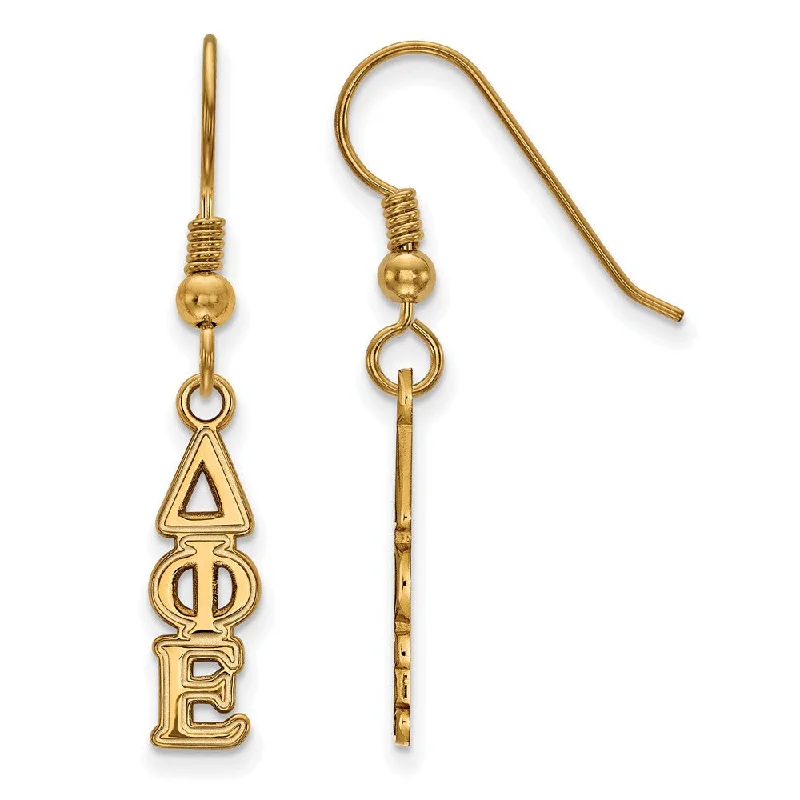 bridal earrings for women -14K Plated Silver Delta Phi Epsilon XS Dangle Earrings