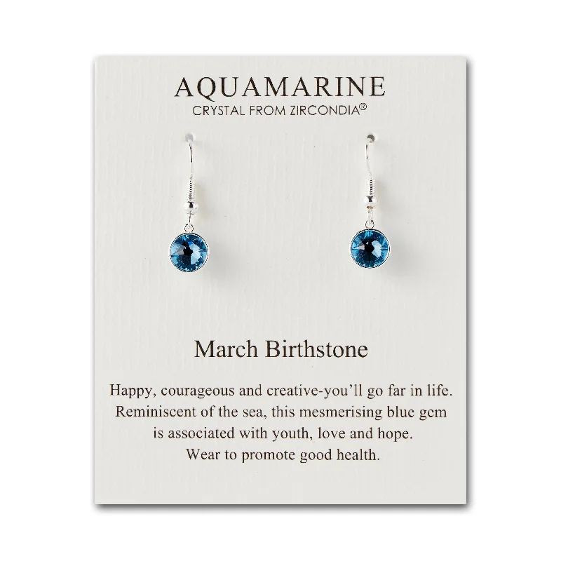 artistic earrings for women -March Birthstone Drop Earrings Created with Aquamarine Zircondia® Crystals