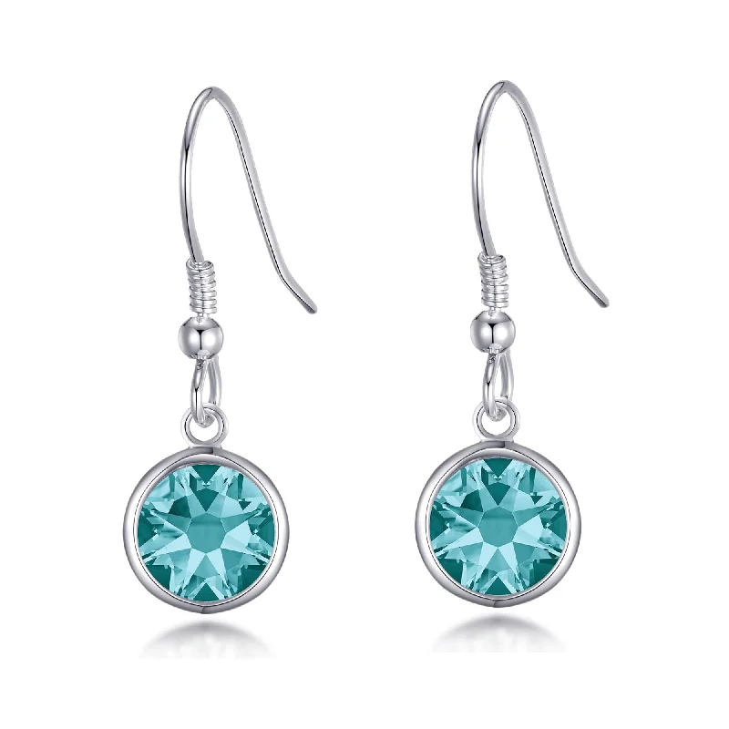 custom earrings for women -Blue Crystal Drop Earrings Created with Zircondia® Crystals