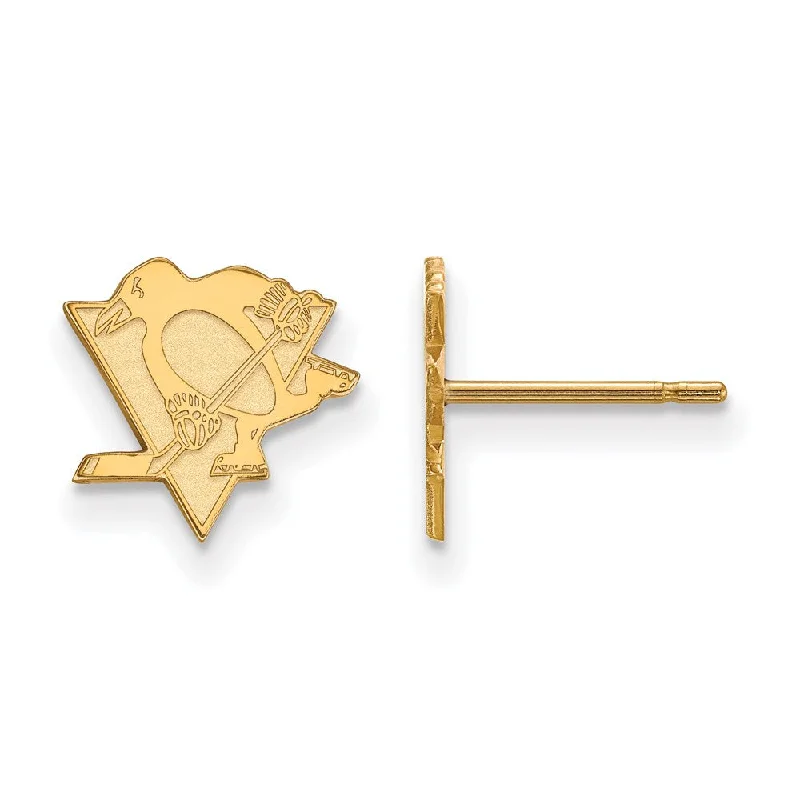 stud earrings for women -SS 14k Yellow Gold Plated NHL Pittsburgh Penguins XS Post Earrings