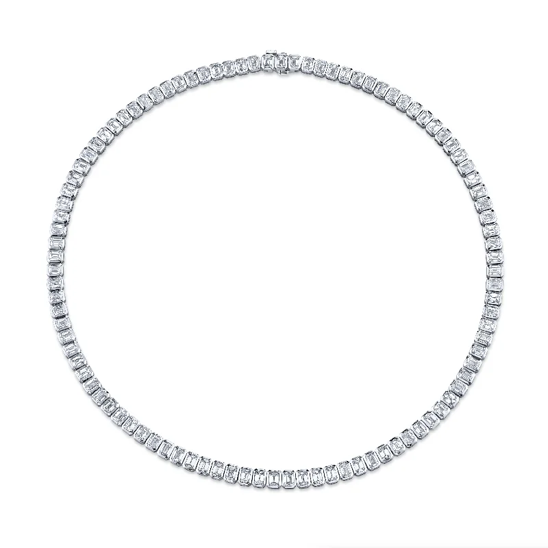 silver chain necklaces for women -19.38 Carat Bezel-Set Diamond Necklace