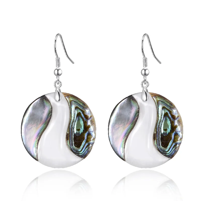 colorful earrings for women -Abalone Shell Round Drop Earrings