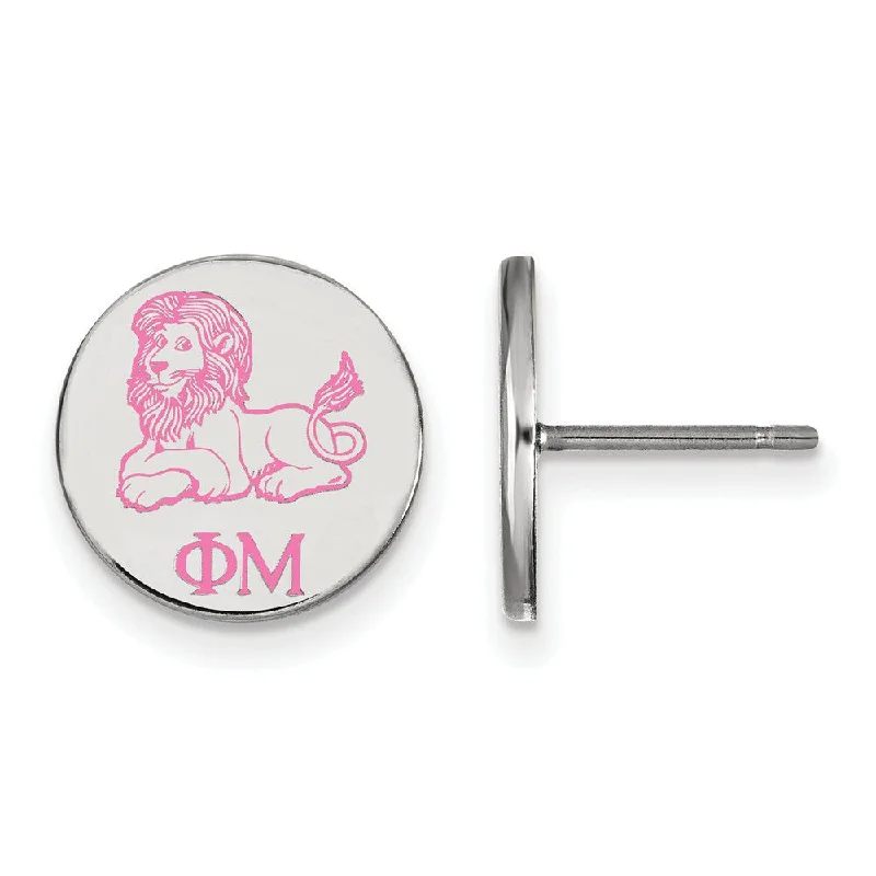 handmade earrings for women -Sterling Silver Phi Mu Enamel Post Earrings