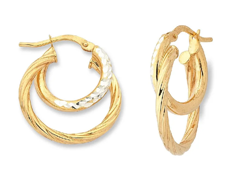 handmade hoop earrings for women -9ct Two Tone Silver Infused Hoop Earrings