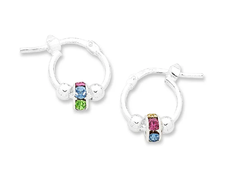 fashion earrings for women -Children's Sterling Silver Multicolour Lucky Ring Hoop Earrings