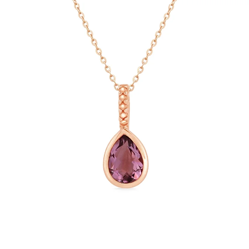 stylish pendant necklaces for women -Amethyst Teardrop Pendant Necklace