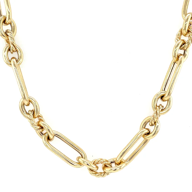 minimalistic gold necklaces for women -9ct Yellow Gold Plain & Twisted Link Necklace