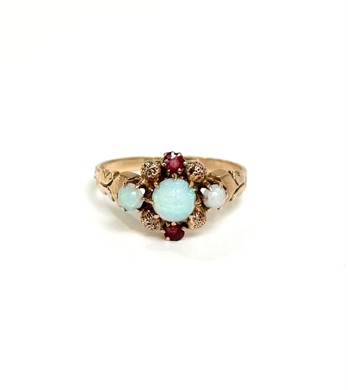 elegant engagement rings -Victorian Opal and Garnet Ring