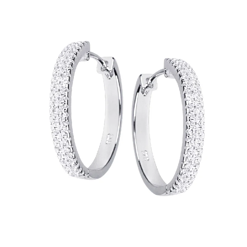 handmade silver earrings for women -Sterling Silver Cubic Zirconia Hoop Earrings