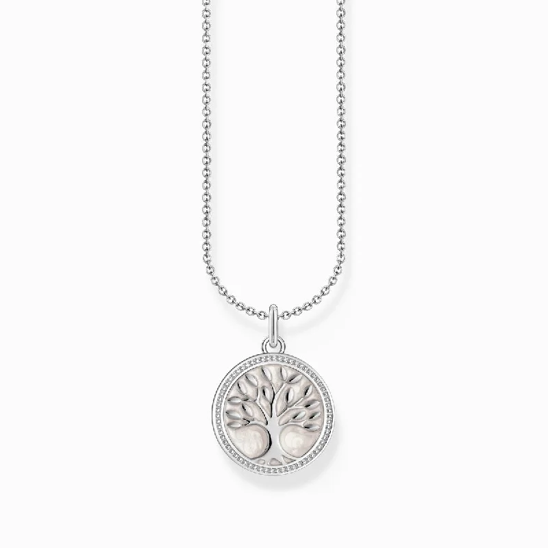 birthday gift necklaces for women -Thomas Sabo Silver necklace with tree of love pendant and cold enamel KE2220-007-21