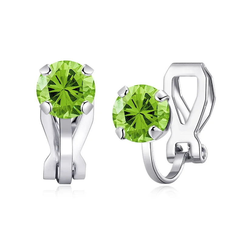 butterfly earrings for women -August (Peridot) Birthstone Clip On Earrings Created with Zircondia® Crystals