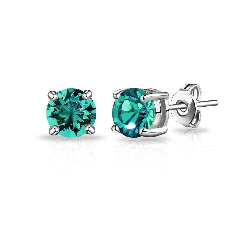 bold earrings for women -Green Stud Earrings Created with Zircondia® Crystals