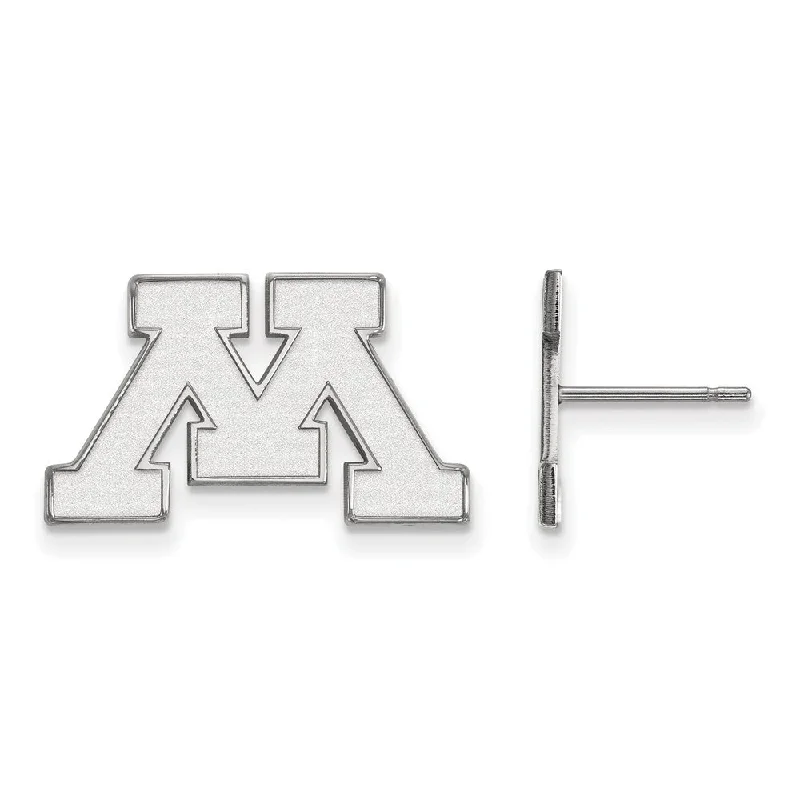 trendy silver earrings for women -14k White Gold University of Minnesota Small Post Earrings