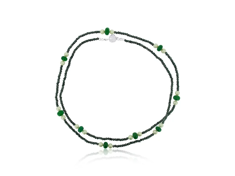 layered gemstone necklaces for women -Emerald Rondelle Spinel Necklace