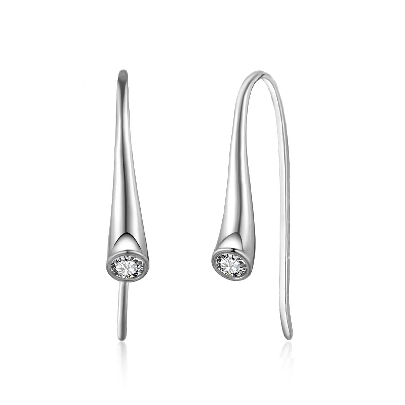 modern pearl earrings for women -Sterling Silver Teardrop Earrings Created with Zircondia® Crystals