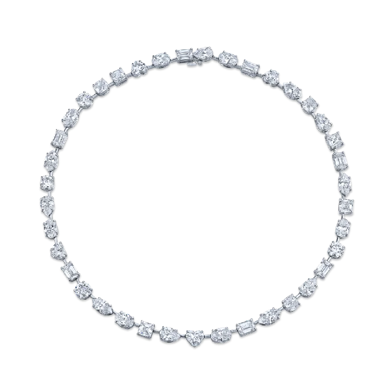 bridal choker necklaces for women -39.57 Carat Platinum Mixed of Fancy Shaped Diamond Necklace