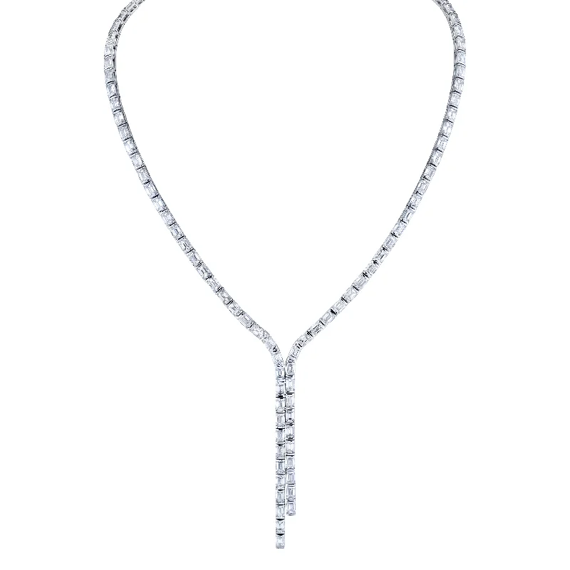 vintage necklaces for women -Emerald Cut Diamond Lariat Necklace