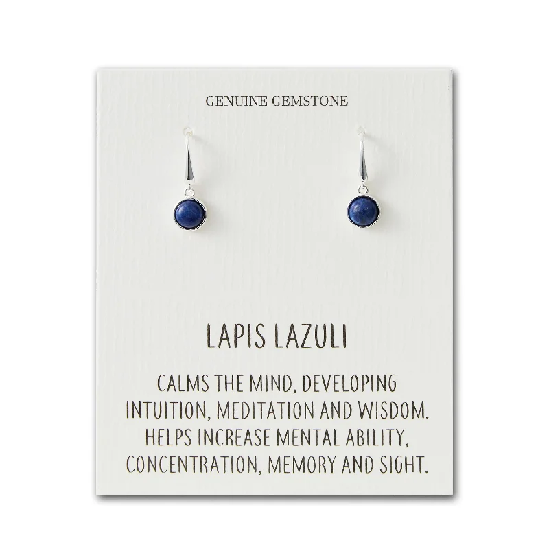 bold earrings for women -Lapis Drop Earrings with Quote Card