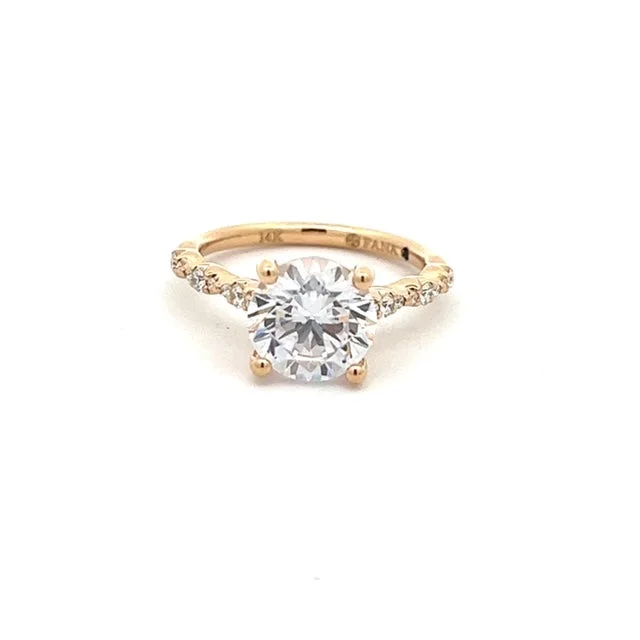 engraved rings for women -14 Karat Yellow Gold Diamond Semi Mount Ring