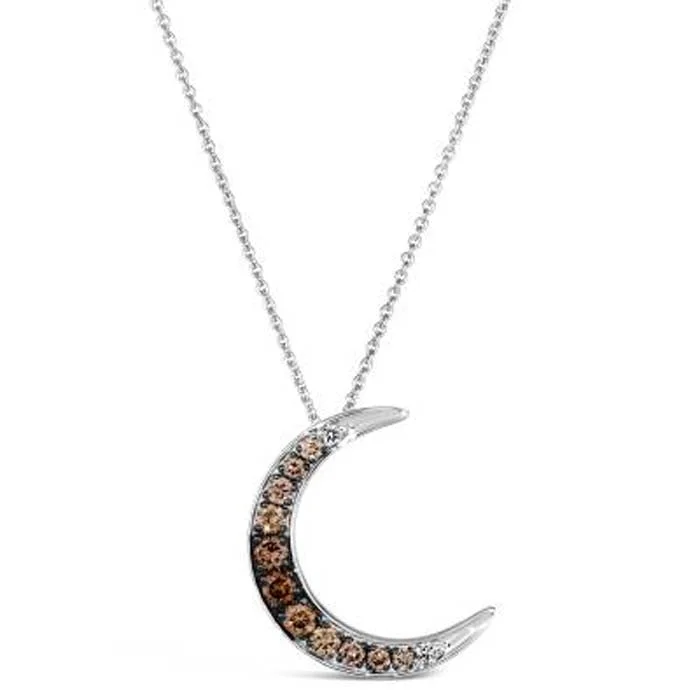 engraved rings for women -Le Vian Crescent Moon Pendant featuring Chocolate Ombré Diamonds in 14K Vanilla Gold