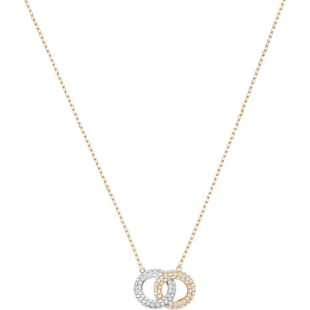 luxury necklaces for women -Swarovski Stone Necklace, Multi-colored, Rose Gold Plating 5414999