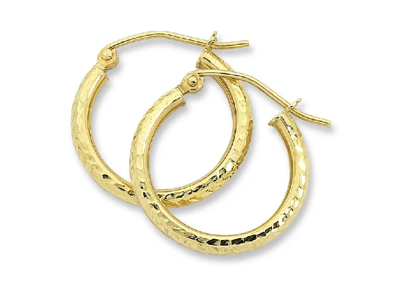 vintage gold earrings for women -9ct Yellow Gold Silver Infused Hoop Earrings