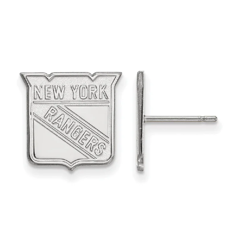 elegant dangle earrings for women -14k White Gold NHL New York Rangers Small Post Earrings