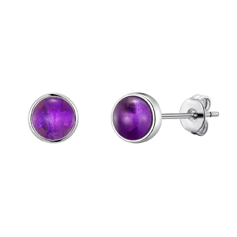 butterfly earrings for women -Amethyst Stud Earrings