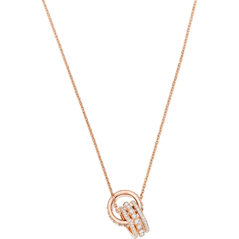 vintage crystal necklaces for women -Swarovski Further pendant, Pavé, Interlocking loop, White, Rose-gold tone plated 5419853