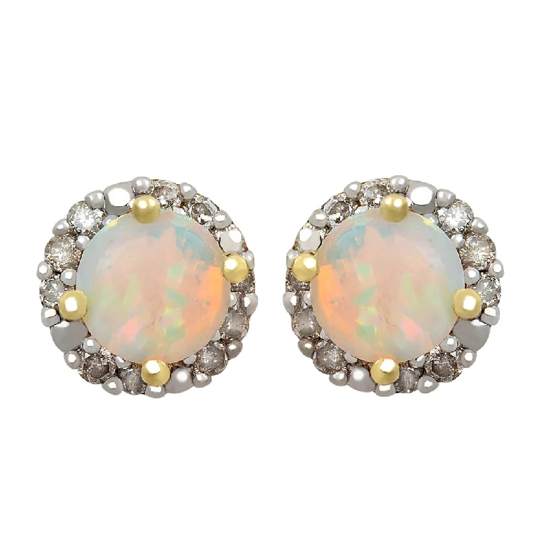 modern earrings for women -9ct Yellow Gold 0.10ct Created Opal Earrings