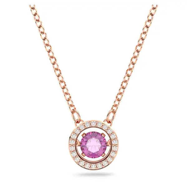 vintage pendant necklaces for women -Swarovski Una pendant Round cut, Long, Purple, Rose gold-tone plated 5620551