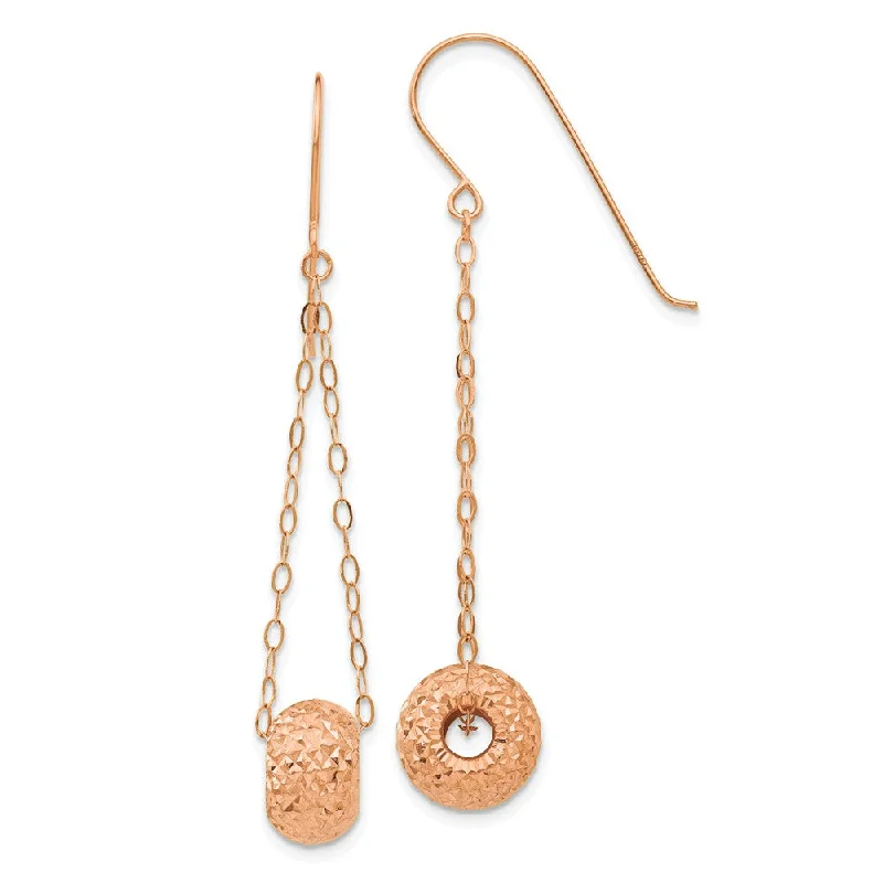 gold dangle earrings for women -Diamond Cut Bead Dangle Earrings in 14k Rose Gold