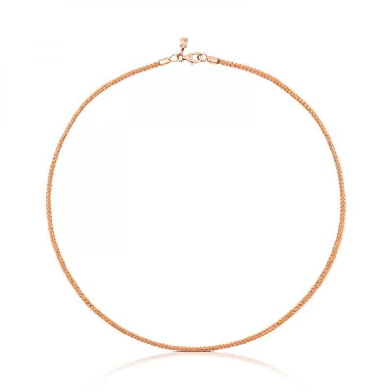 dainty gold necklaces for women -Tous Rose Vermeil Silver TOUS Choker and pink Cord 711902590