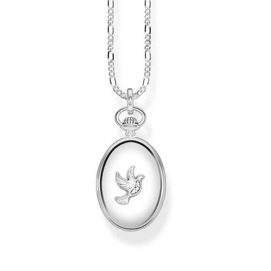 stunning necklaces for women -Thomas Sabo Silver Oval Dove Locket D_KE0040-356-14